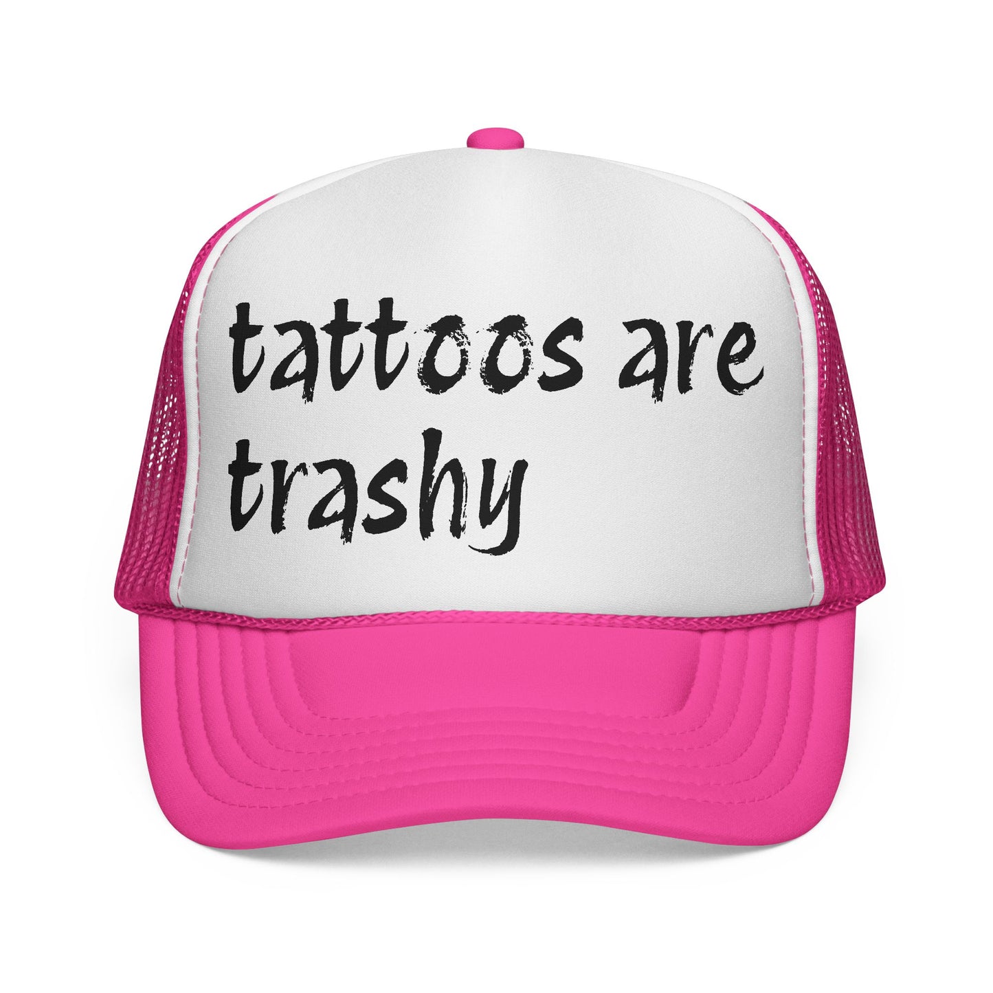 Trucker Cap with 'Tattoos Are Trashy' Design, Fun Gift for Tattoo Lovers, Retro Style Hat, Trendy Fashion Accessory, Unique Statement Piece
