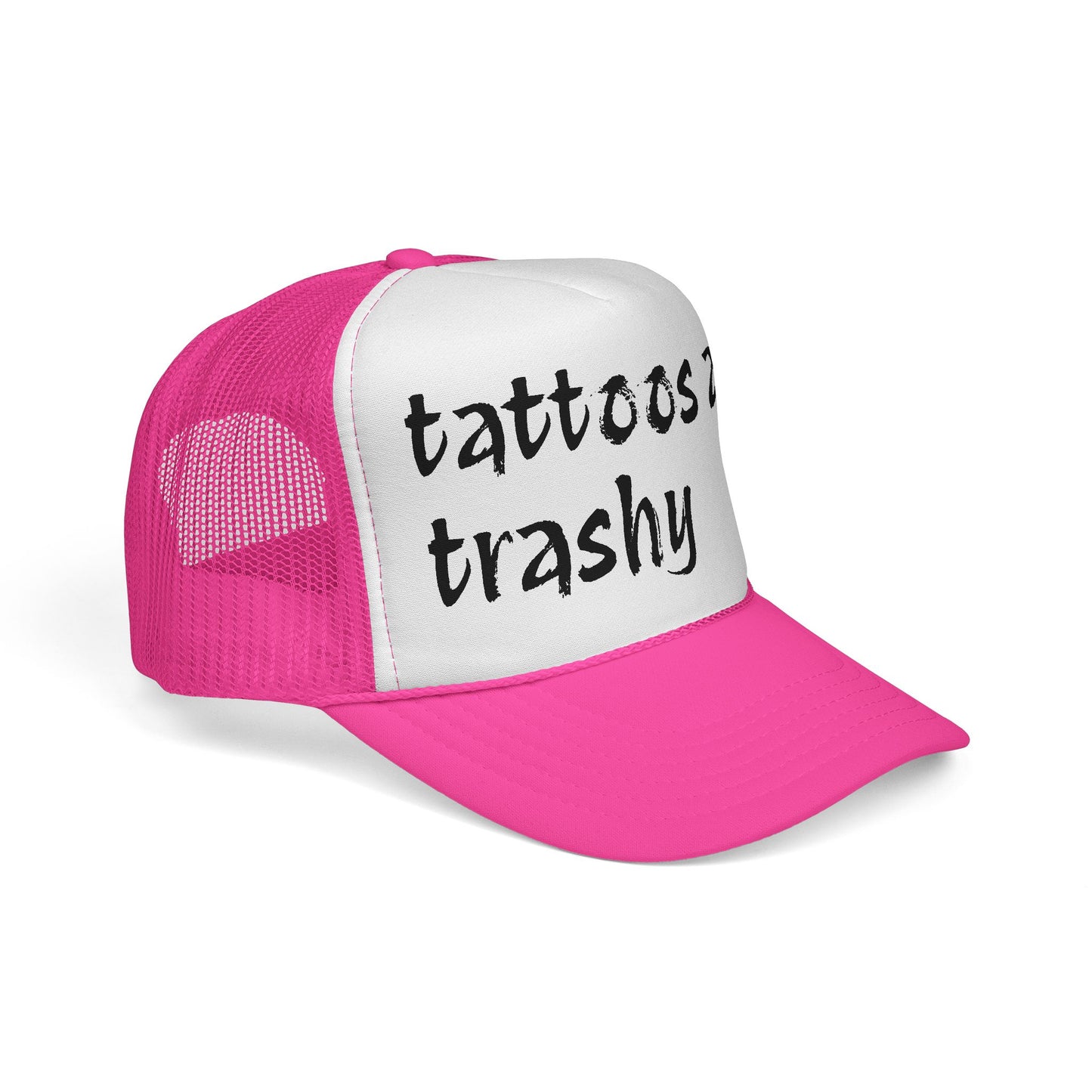Trucker Cap with 'Tattoos Are Trashy' Design, Fun Gift for Tattoo Lovers, Retro Style Hat, Trendy Fashion Accessory, Unique Statement Piece